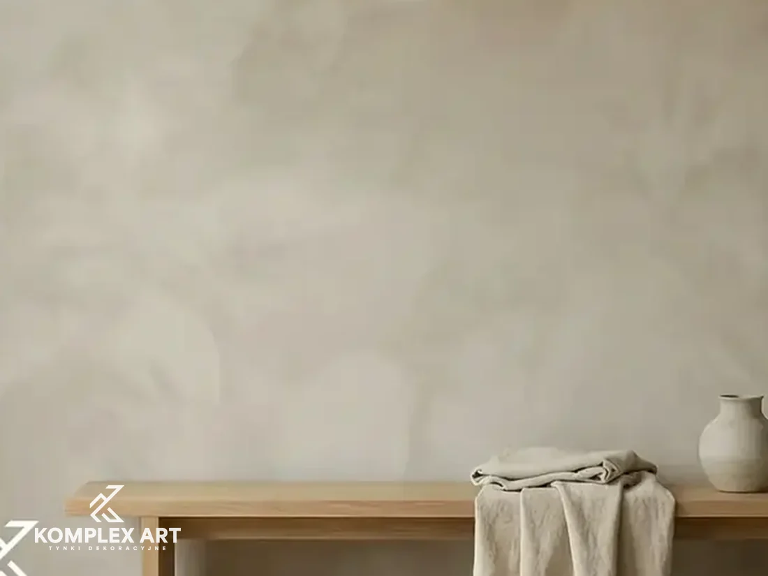 Limewash na ścianie wnętrza, realizacja Komplex Art